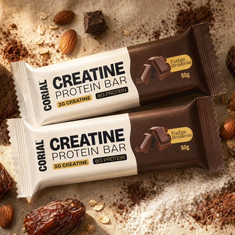 
                    
                      2Barras Creatina Fudge Brownie CORIAL — 3,5g creatina monohidratada chocolate negro 50g
                    
                  