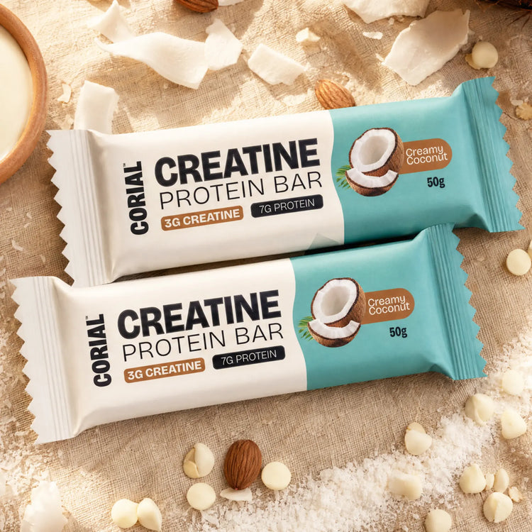 
                    
                      2 Barra Creatina Creamy Coconut CORIAL — 3,5g creatina monohidratada chocolate branco e coco 50g
                    
                  