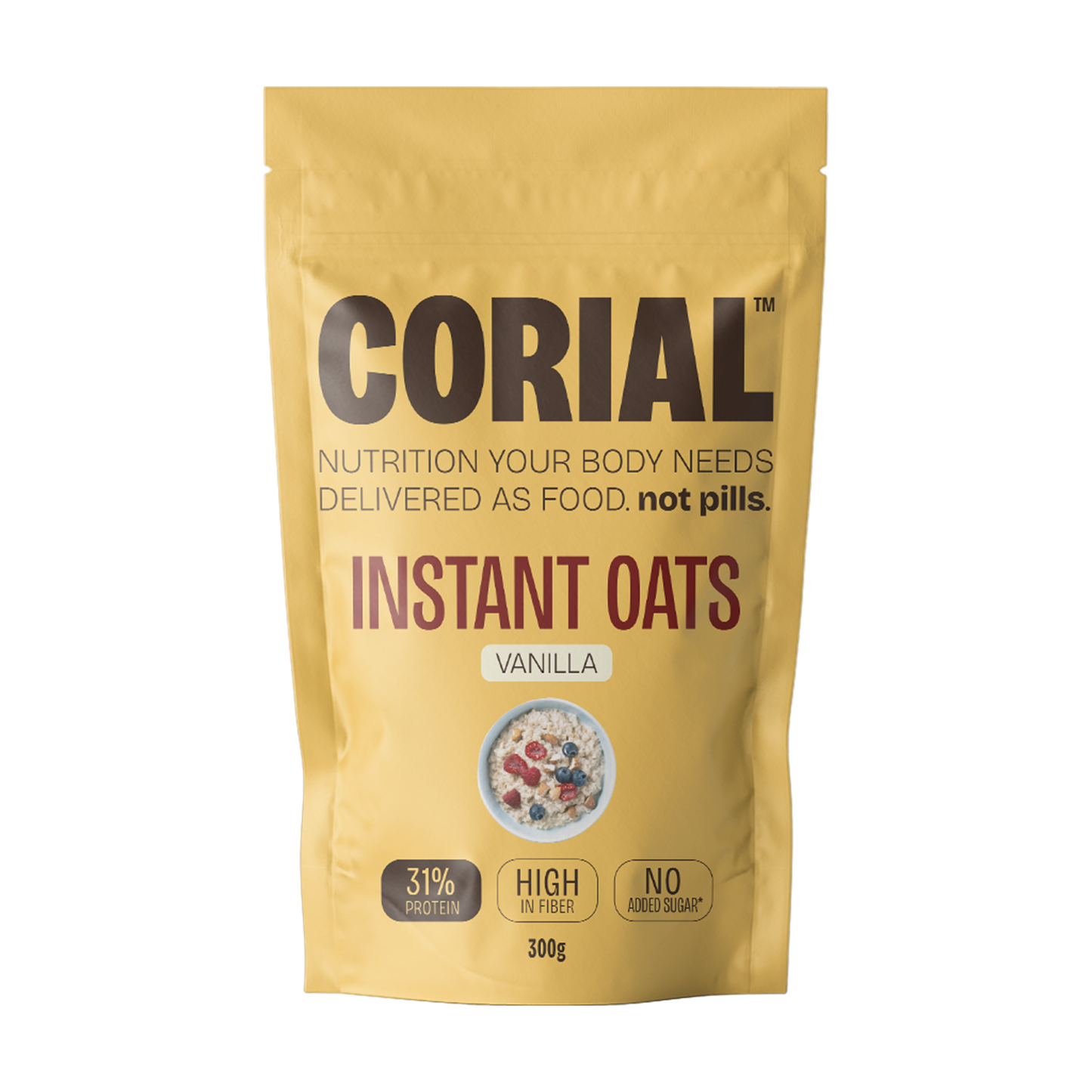 Papas de Aveia Proteicas Baunilha CORIAL — embalagem 300g