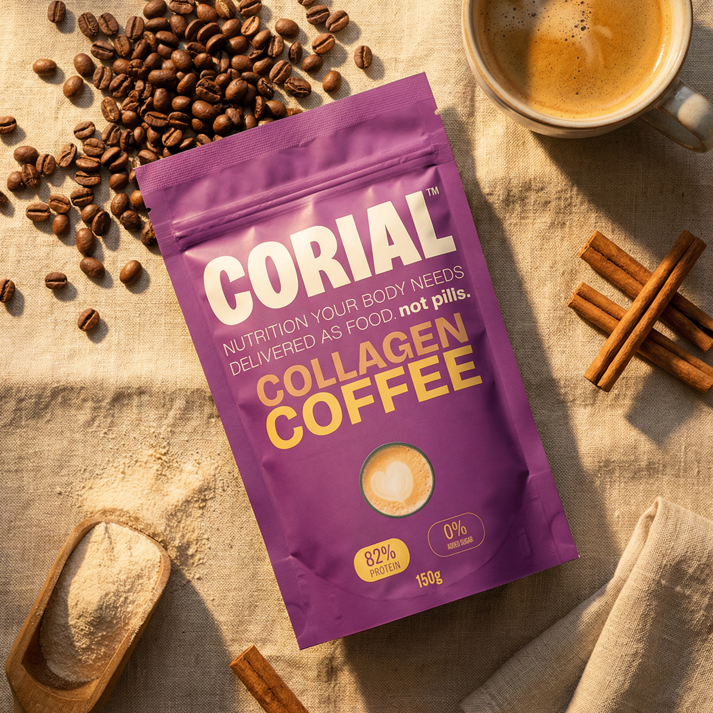 Collagen Coffee Original CORIAL — 85% colagénio hidrolisado 2 ingredientes