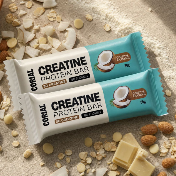 Barras de creatina, sabor creamy coconut, 2 unidades.