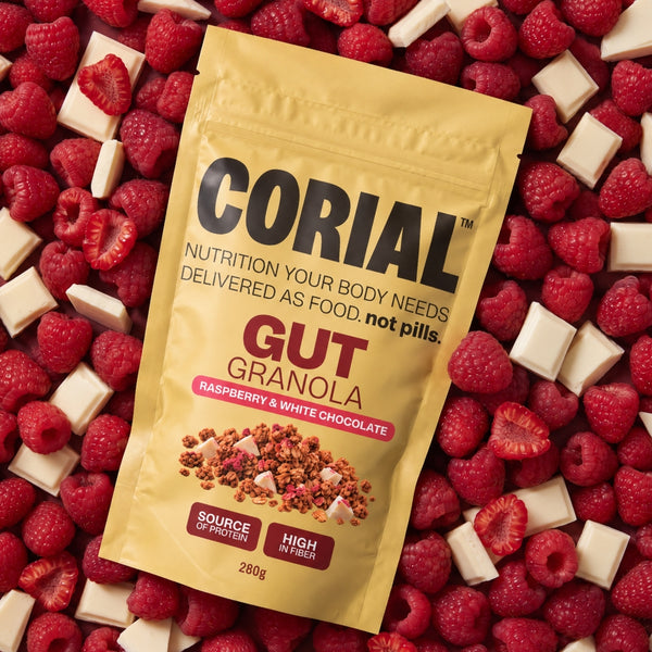 Embalagem de Gut Granola Framboesa e Chocolate Branco CORIAL