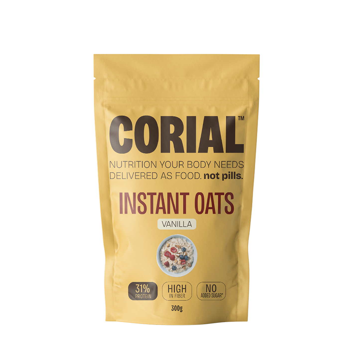 Papas de Aveia Proteicas Baunilha CORIAL — embalagem 300g