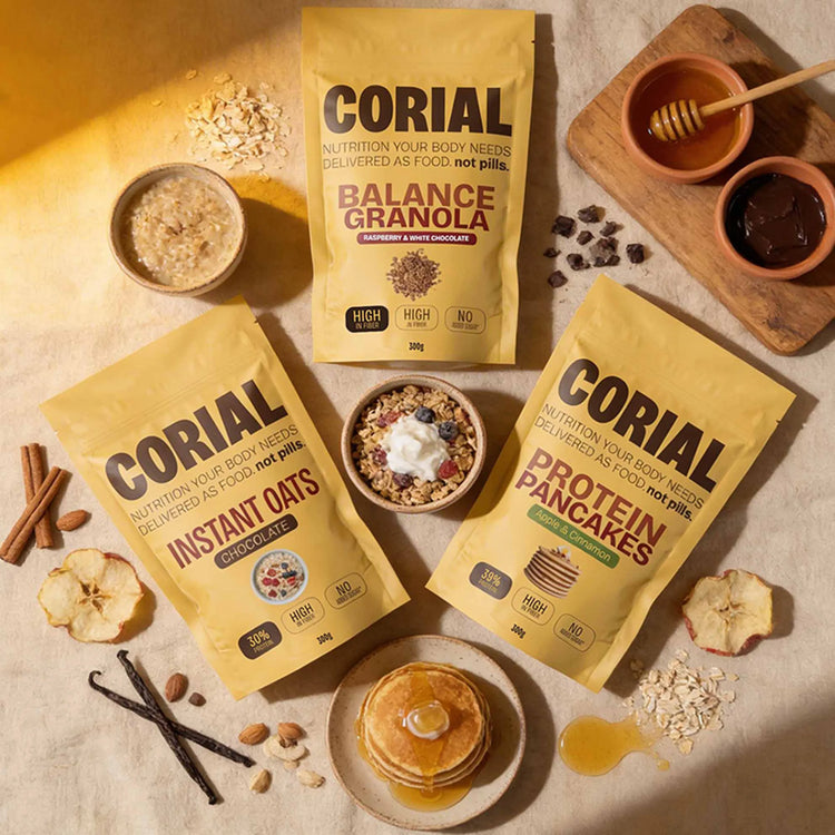 Pack Happy Gut CORIAL — Granola Funcional Papas de Aveia Panquecas Proteicas