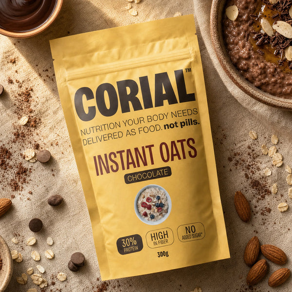 Papas de Aveia Proteicas com sabor a Chocolate CORIAL — embalagem 300g