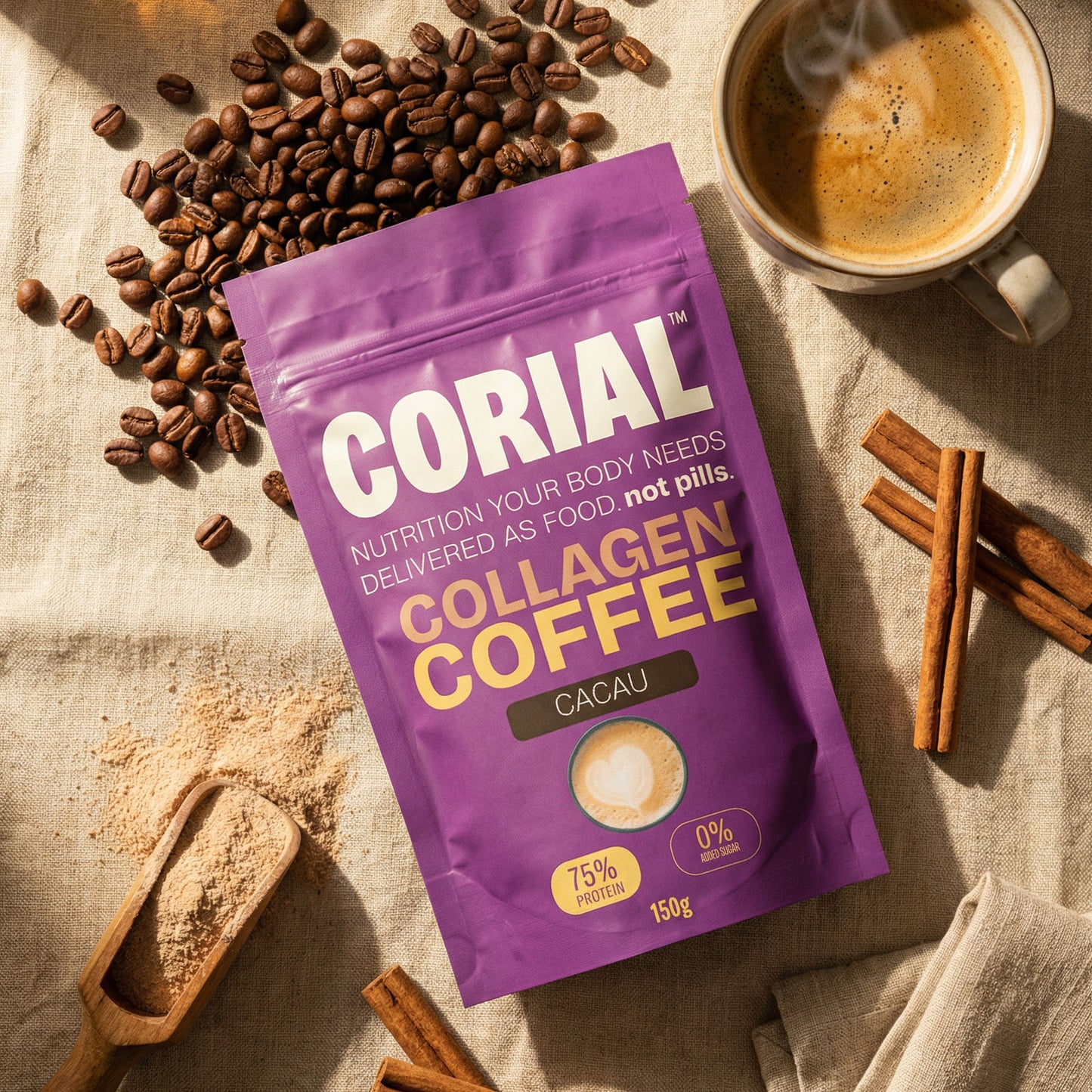 Collagen Coffee Cacau CORIAL — colagénio hidrolisado com café e cacau