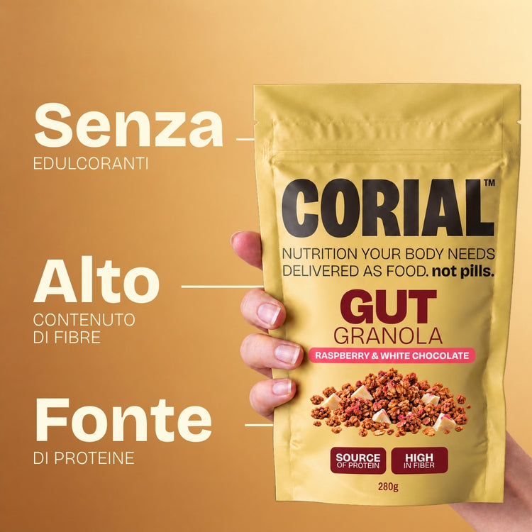 Gut Granola Lampone e Cioccolato Bianco CORIAL — principali benefici