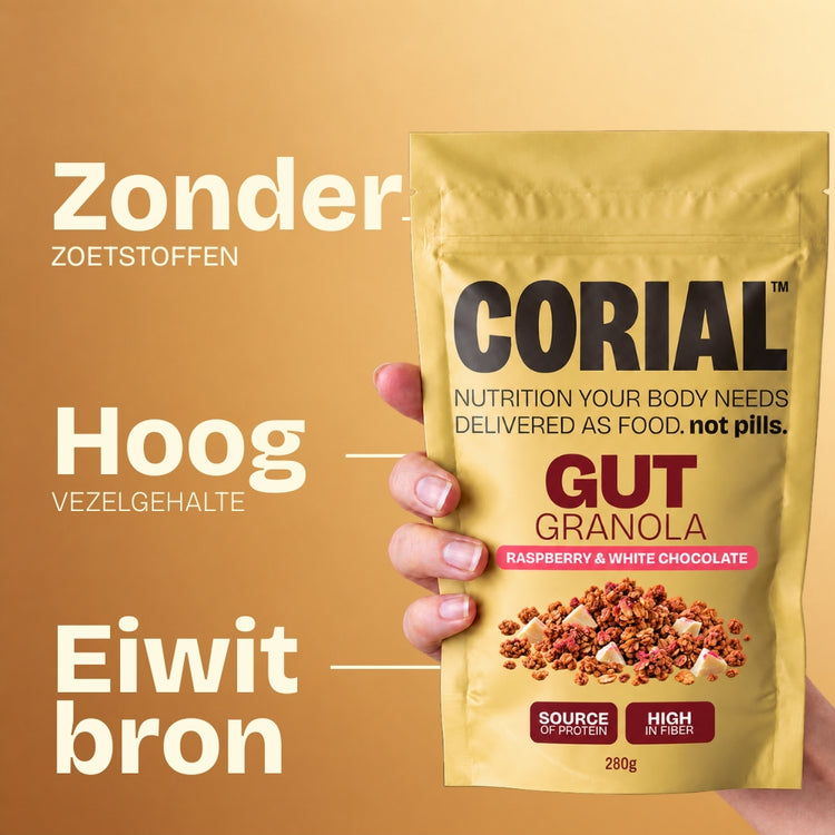 CORIAL Gut Granola Framboos & Witte Chocolade — belangrijkste voordelen