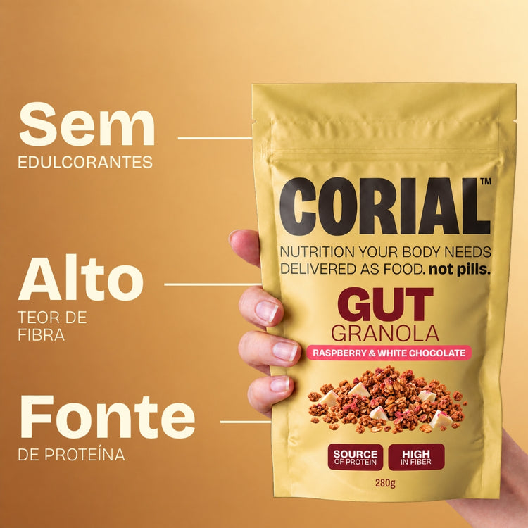 Gut Granola Framboesa e Chocolate Branco CORIAL — principais benefícios
