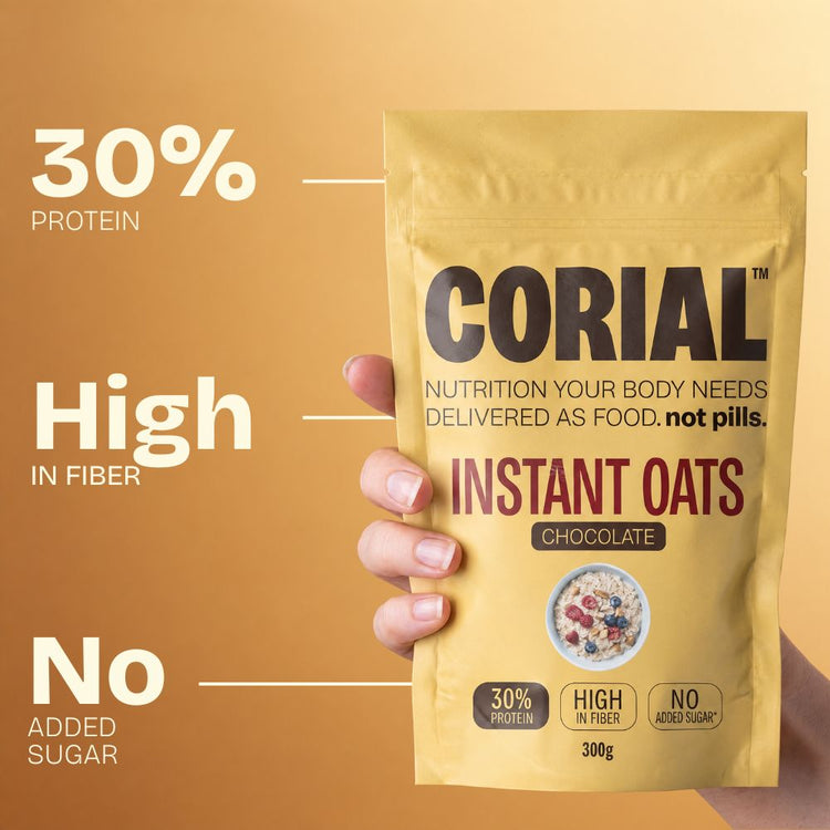 CORIAL Instant Oats Chocolate: 30% protein, high in fiber and no added sugar