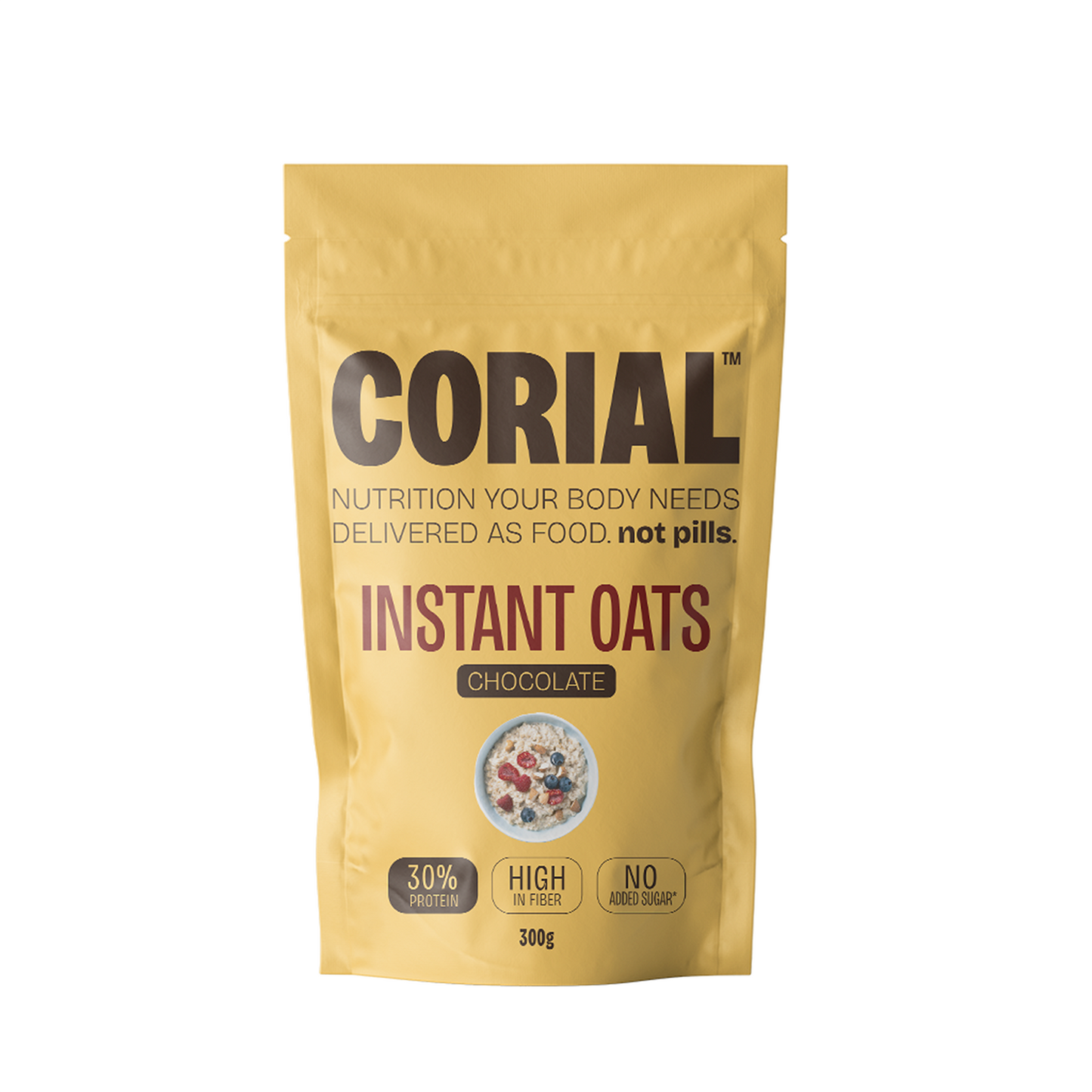 Papas de Aveia Proteicas com sabor a Chocolate CORIAL — embalagem 300g